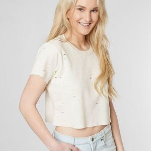 🍉5 for $25* Buckle Raw Edge Thermal Crop T-Shirt